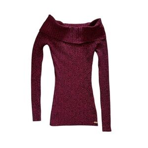 Guess Off-Shoulder Maroon Sweater